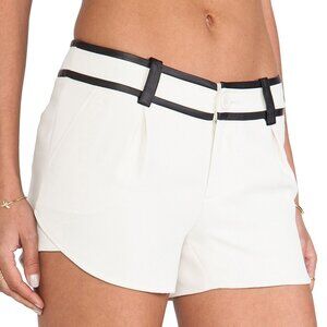 NWT Alice + Olivia Leather Trim Butterfly Shorts in Bone/Black size 4